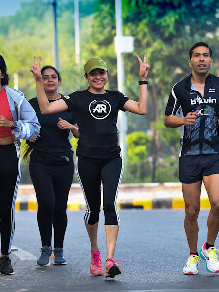 Adidas Runners participate in a running training session in Bengaluru.