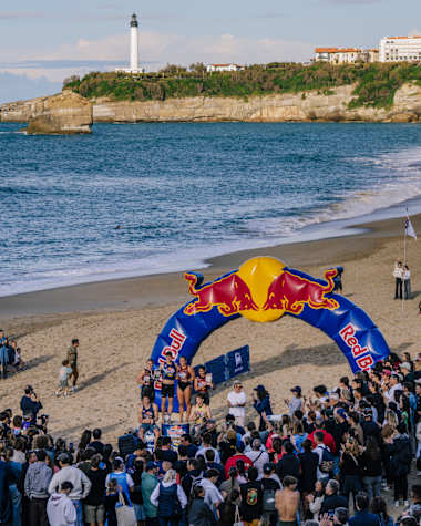 Participants enjoy the beach at a Red Bull event in Biarritz, France.