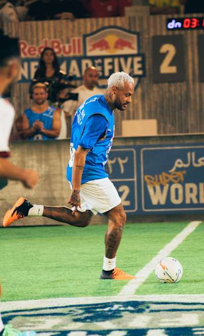 Neymar performs at the Red Bull Neymar Jr's five World Final 2022 in Doha, Qatar on May 24, 2022.