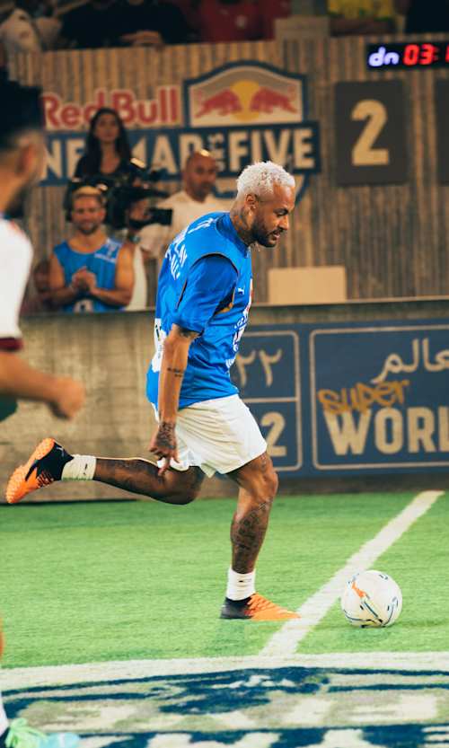 Neymar performs at the Red Bull Neymar Jr's five World Final 2022 in Doha, Qatar on May 24, 2022.