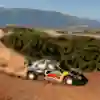 On June 26, 2025, Josh McErlean and M-Sport Ford World Rally Team race through the dusty terrain of Lamia during the World Rally Championship Greece, sporting Red Bull's iconic livery