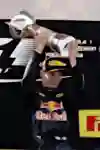 Max Verstappen with the winner’s trophy
