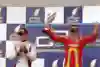 Fabio Leimer (SUI, Racing Engineering) celebrates his victory on the podium