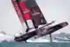 Emirates Team New Zealand nearly capsizes in Chicago, IL during practice for the ACWS.