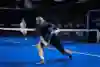 Alejandro Galan lunging towards a shot at the ball at the Premier Padel Acapulco P1, 2024