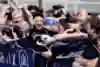 Hugs all around after Mark Webber wins in Barcelona in 2010