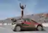Petter Solberg celebrates winning the first round of the World Rally Cross Portugal
