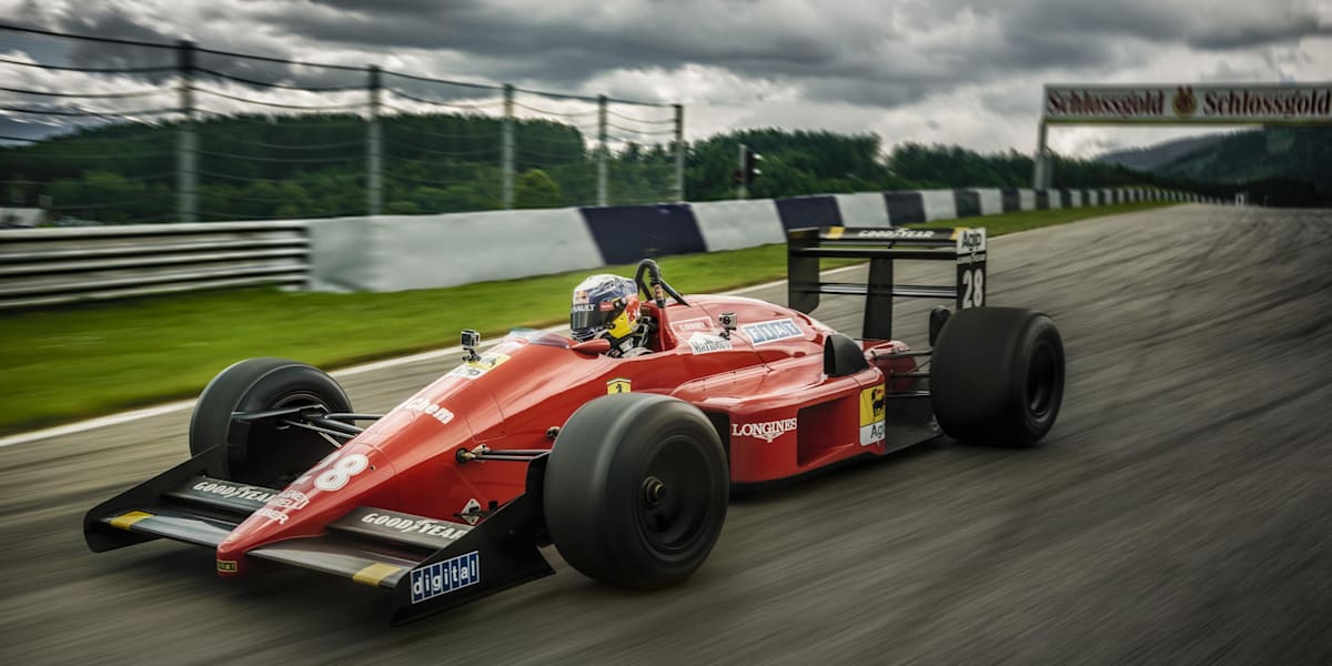 Sebastian Vettel drives Gerhard Berger's 1988 Ferrari