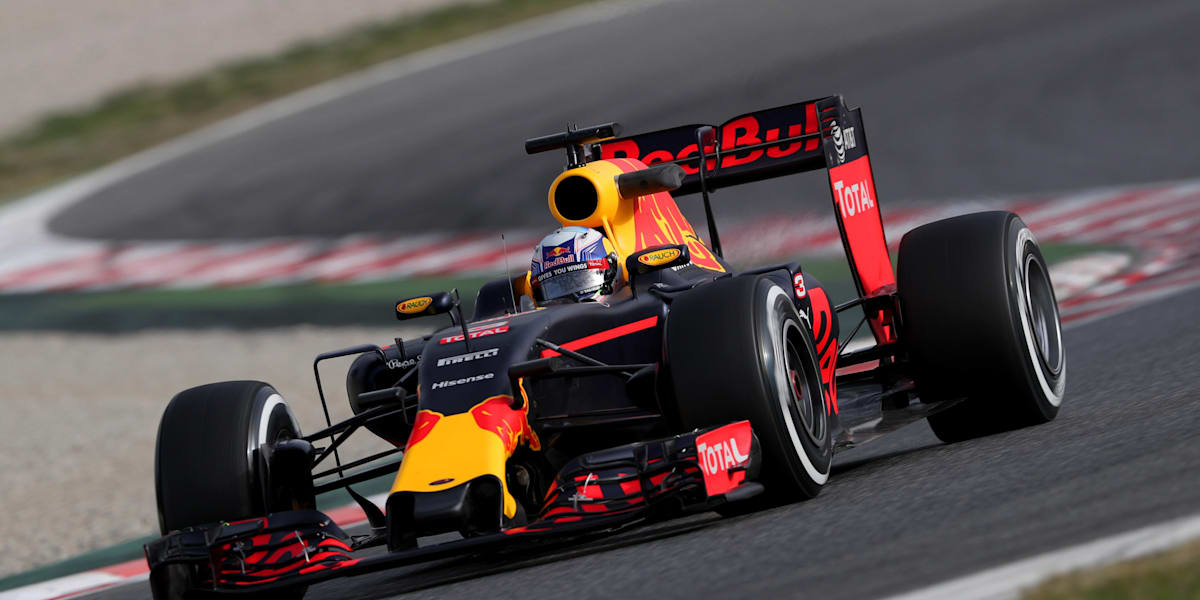 The Red Bull RB12 in action in Barcelona