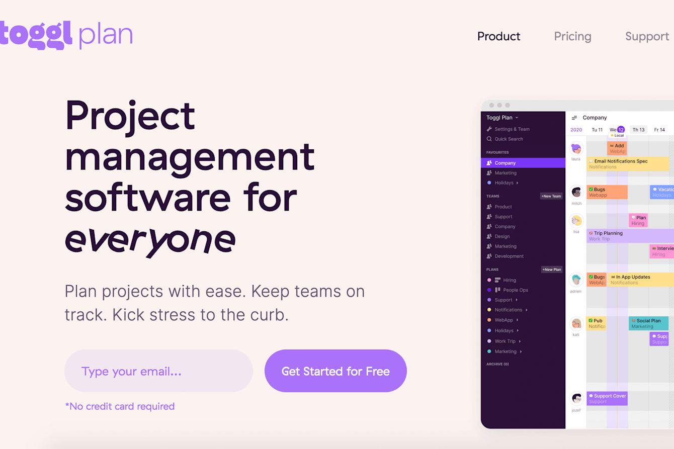 Plan and organise projects, tasks and team with ease