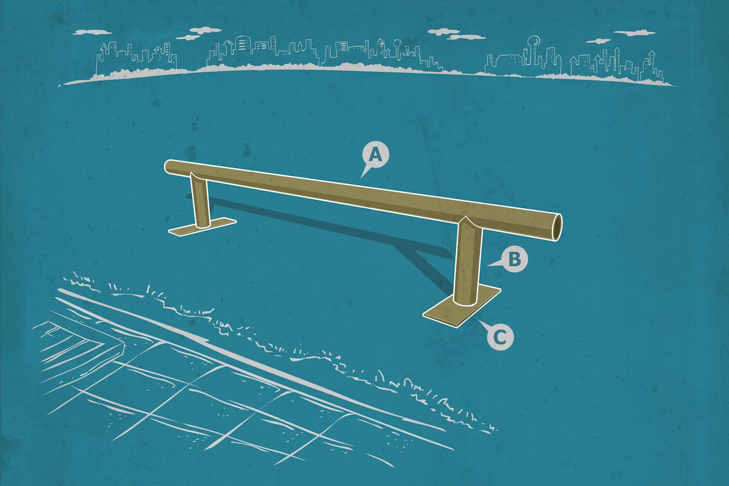 DIY Skateboarding Grind Rail