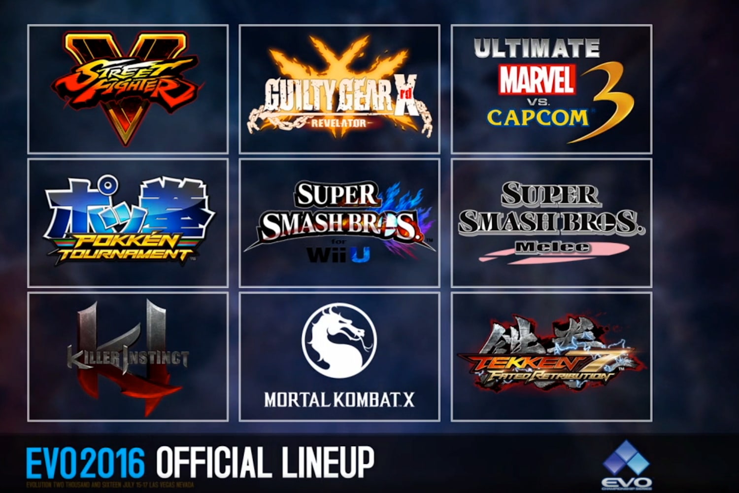 Evo 2016 Details and Game List Announced