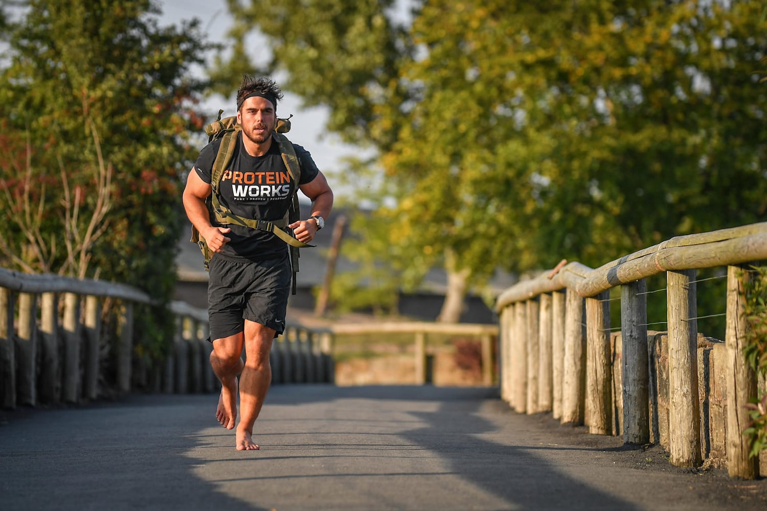 running barefoot on road