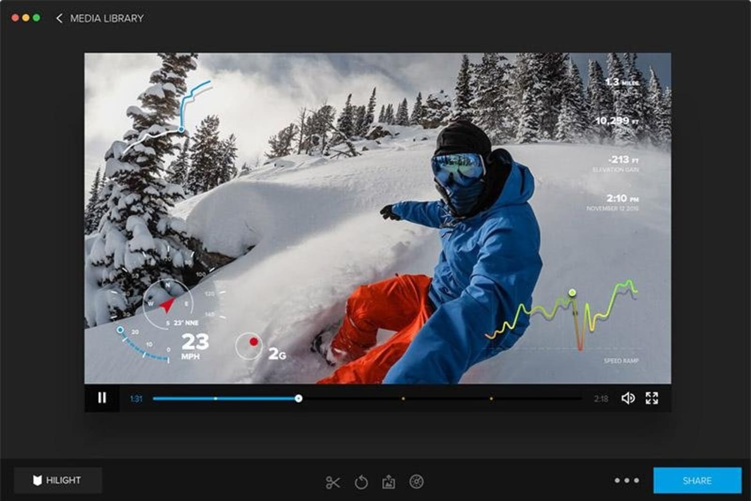 GoPro telemetry data overlay for Quik for Desktop app