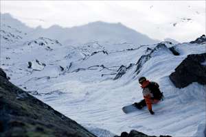 Xavier De Le Rue entering the face of Bec des Rosses