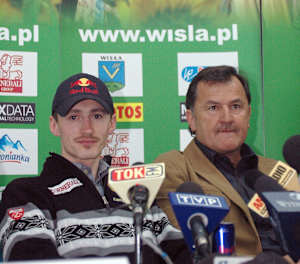 Adam Małysz i menedżer Edi Federer w Wiśle