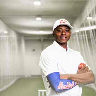 Kagiso Rabada poses for a portrait at Wanderers Cricket Stadium in Johannesburg, South Africa on March 23, 2022. 