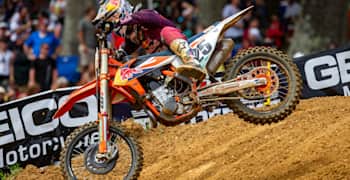An image of a Red Bull motocross rider on a KTM during a race.