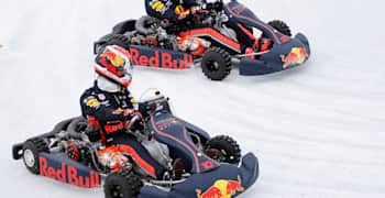 Pierre Gasly vs Max Verstappen in go-karts on ice.