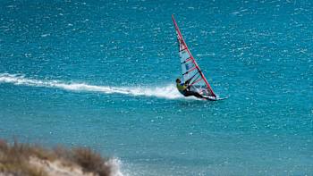 Bjorn Dunkerbeck flying by at the speed challenge