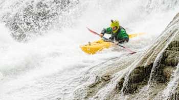 Evan Garcia charging the steepest kayakeable river