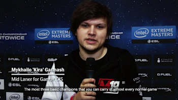 League of Legends pros interviewed An image of a Mykhailo 'Kira' Garmash talking to the camera