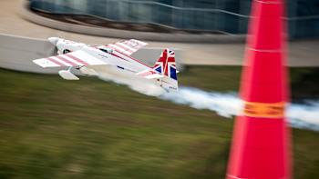 Paul Bonhomme flies at speed through a gate