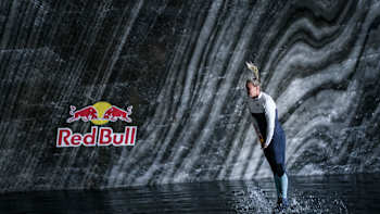 Red Bull Cliff Diving World Series champion, Rhiannan Iffland of Australia, dives at Salina Turda, Romania on October 7, 2020.