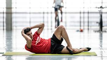 2017 Red Bull Cliff Diving World Series champion Jonathan Paredes training in a gym in Madrid, Spain.