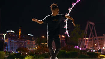 Dancer Skitzo shows off his moves on the streets of Las Vegas.