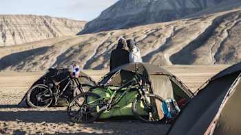 Darren Berrecloth and Cam Zink during their first visit to Axel Heiberg Island in the Canadian High Arctic.