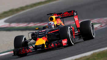 The Red Bull RB12 in action in Barcelona