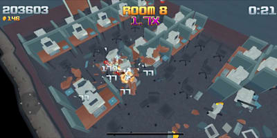 制限時間内にいかに効率よくオフィスを破壊するか、という攻略要素もしっかりとあります。