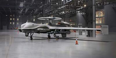 Eine einsatzbereite UAV im Hangar