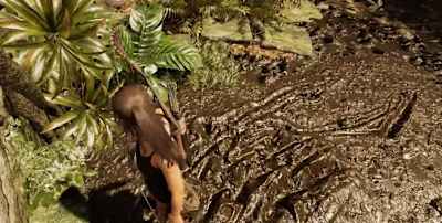 Der Matsch in Shadow of the Tomb Raider verformt sich realistisch.