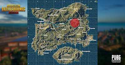 A screenshot of the Erangel map on PUBG Mobile.