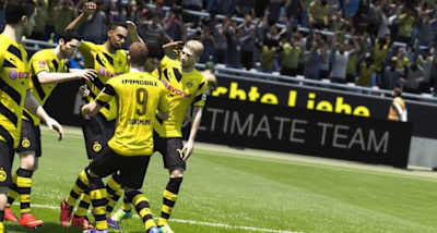 Dortmund celebrate a goal in FIFA 15