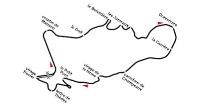 Kart over Charade-banen i Frankrike