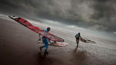 Red Bull Storm Chase participants in Brandon Bay, in Southern Ireland