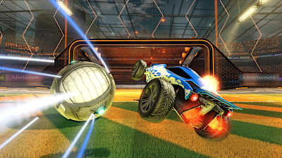 Der Autoball muss ins Tor. Rocket League kombiniert Fußball mit Racing
