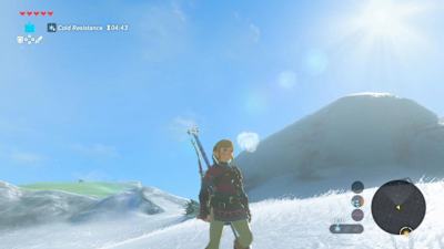 A screenshot of the mountains in The Legend of Zelda: Breath of the Wild