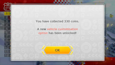A screenshot of Mario Kart 8 Deluxe showing a vehicle customisation unlock