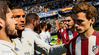A screen shot of Ronaldo and Griezmann in FIFA 18