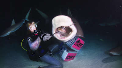 She says to expect black water during these dives.