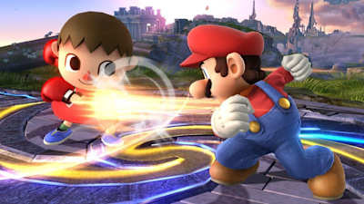 Animal Crossing kid versus Mario in a battle arena setting? Why not?