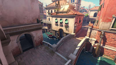 A screenshot of the flanking route on Rialto in Overwatch.