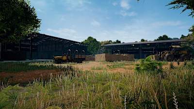 A screenshot of a compound on Sanhok from PlayerUnknown's Battlegrounds
