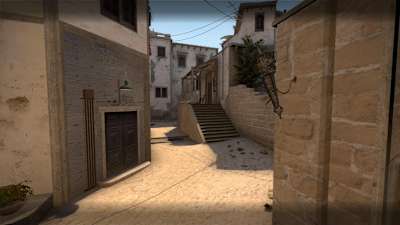 A screenshot of the new entrance to Apartments in the Mirage map of Counter-Strike: Global Offensive.