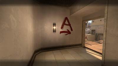 A screenshot of the new corner in Palace, on the Mirage map in Counter-Strike: Global Offensive.