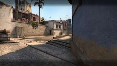 A screenshot of Mid in the revamped Mirage map from Counter-Strike: Global Offensive.